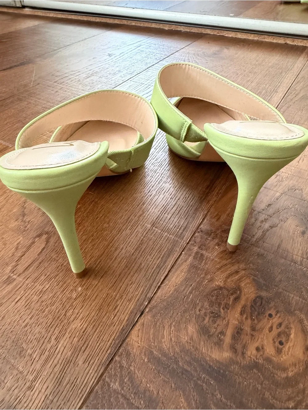 Lulu's Lime Green Pointed Toe Double-Strap Mules